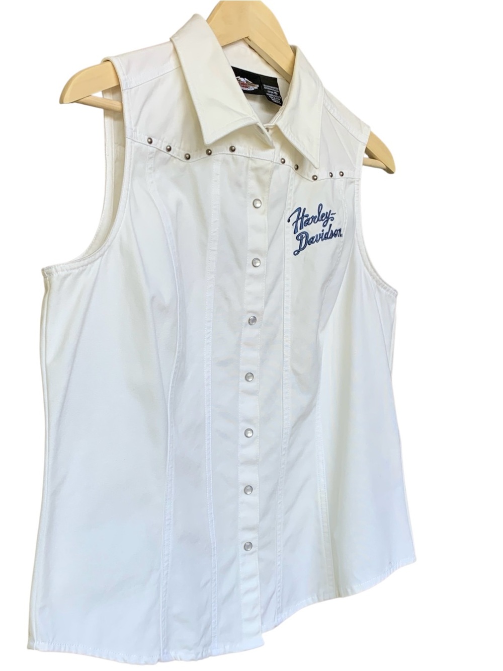 Harley Davidson Women's Pearl Snap Sleeveless Shirt